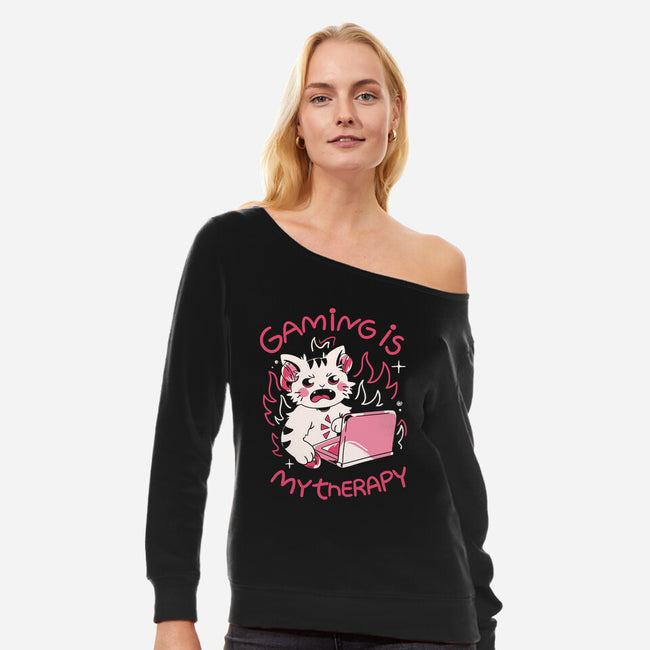 Gaming Is My Therapy-Womens-Off Shoulder-Sweatshirt-yumie