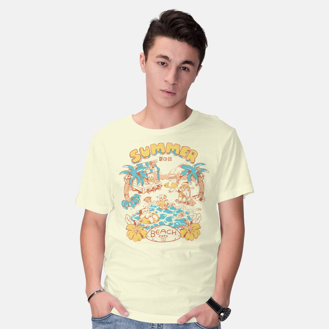 Summer Beach Cats-Mens-Basic-Tee-yumie