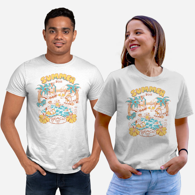 Summer Beach Cats-Unisex-Basic-Tee-yumie