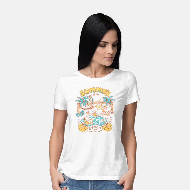 Summer Beach Cats-Womens-Basic-Tee-yumie