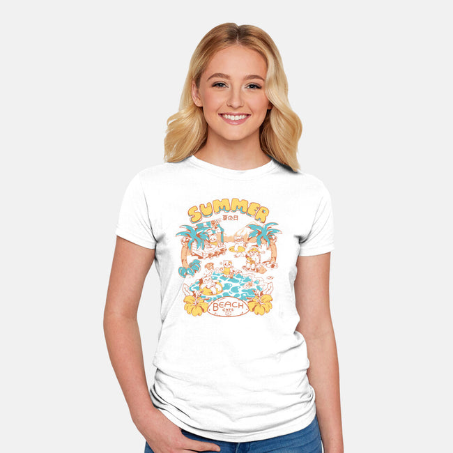 Summer Beach Cats-Womens-Fitted-Tee-yumie