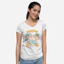 Summer Beach Cats-Womens-V-Neck-Tee-yumie