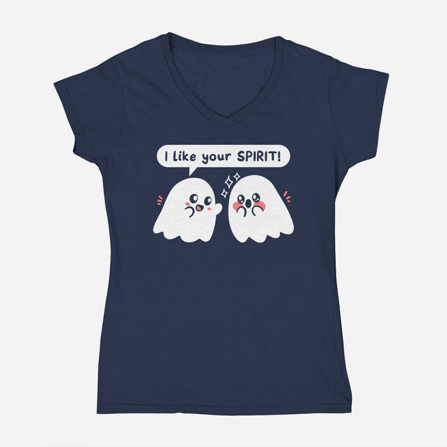 Ghost Likes Your Spirit-Womens-V-Neck-Tee-TechraNova