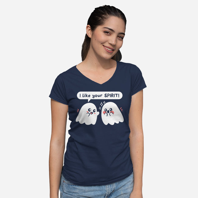 Ghost Likes Your Spirit-Womens-V-Neck-Tee-TechraNova