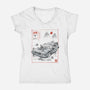DeLorean Sumi-e-Womens-V-Neck-Tee-Astrobot Invention