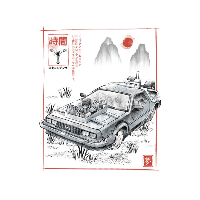 DeLorean Sumi-e-Womens-V-Neck-Tee-Astrobot Invention