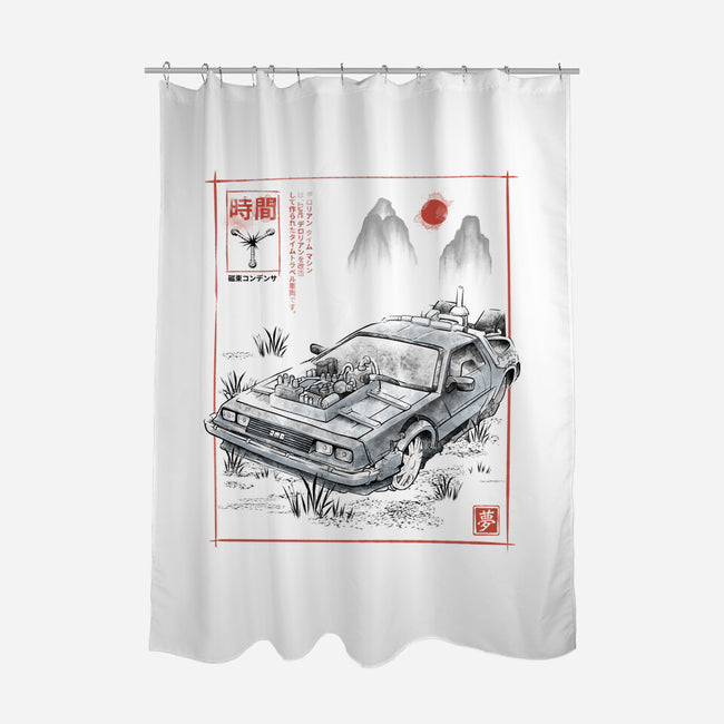 DeLorean Sumi-e-None-Polyester-Shower Curtain-Astrobot Invention