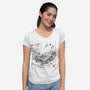 DeLorean Sumi-e-Womens-V-Neck-Tee-Astrobot Invention