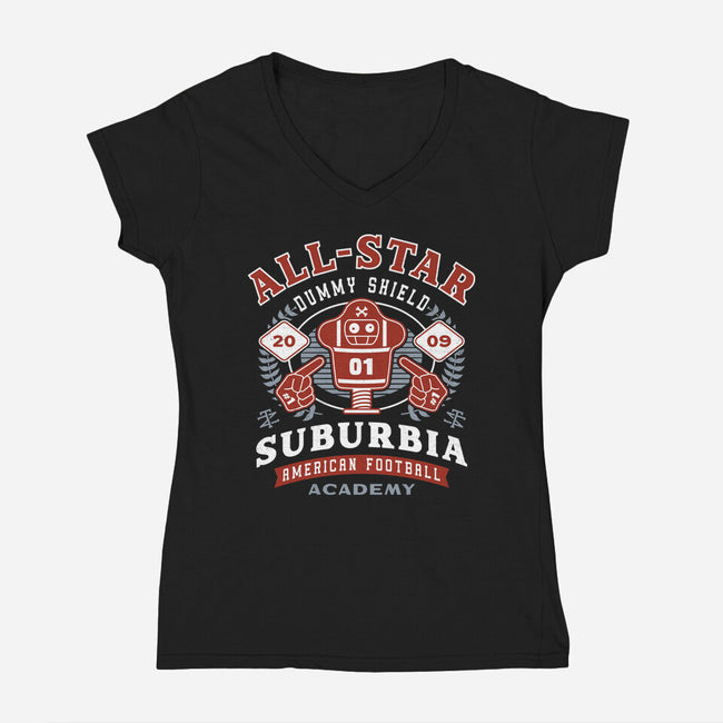Dummy Shield Emblem-Womens-V-Neck-Tee-LAGELANTEE