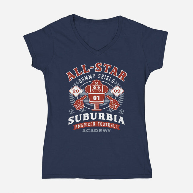 Dummy Shield Emblem-Womens-V-Neck-Tee-LAGELANTEE