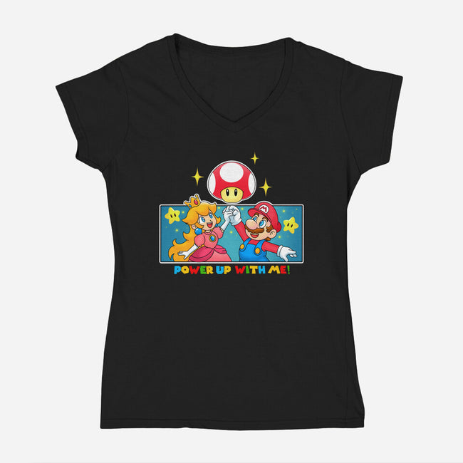 Power Up With Me-Womens-V-Neck-Tee-Tri haryadi