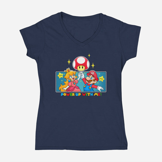 Power Up With Me-Womens-V-Neck-Tee-Tri haryadi