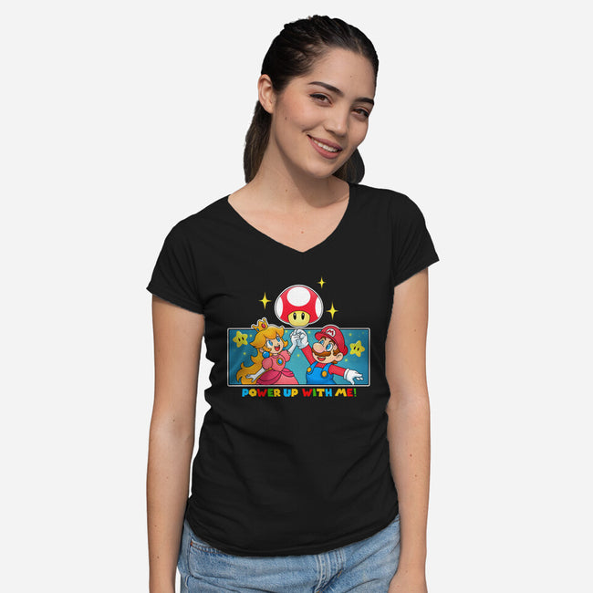 Power Up With Me-Womens-V-Neck-Tee-Tri haryadi