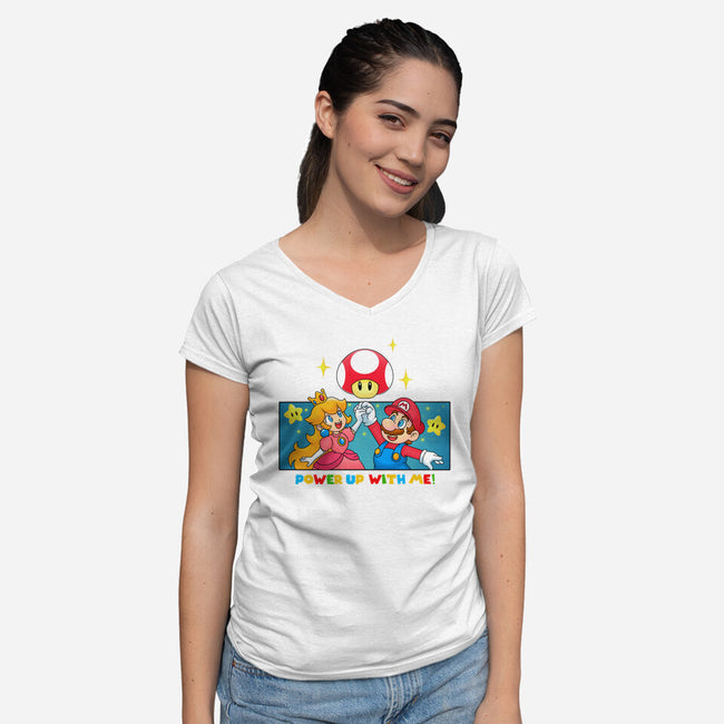Power Up With Me-Womens-V-Neck-Tee-Tri haryadi