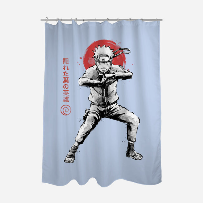 Hero Of The Hidden Leaf Sumi-e-None-Polyester-Shower Curtain-Astrobot Invention