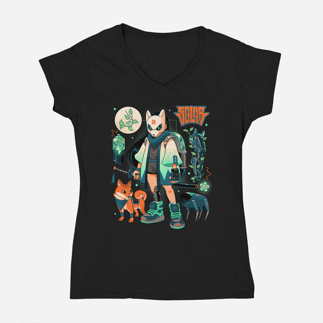 Dogs And Plants-Womens-V-Neck-Tee-Bruno Mota