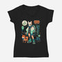 Dogs And Plants-Womens-V-Neck-Tee-Bruno Mota