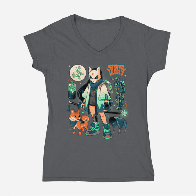 Dogs And Plants-Womens-V-Neck-Tee-Bruno Mota