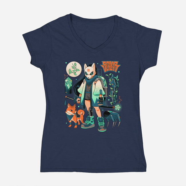 Dogs And Plants-Womens-V-Neck-Tee-Bruno Mota