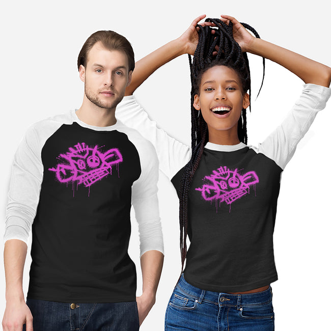 Jinx Monkey Pink-Unisex-Baseball-Tee-rocketman_art