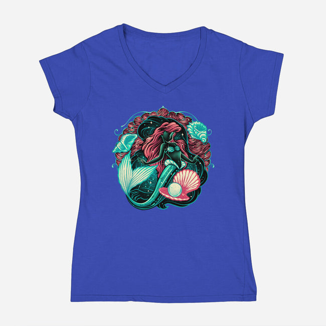 Under The Seas Of Stars-Womens-V-Neck-Tee-glitchygorilla