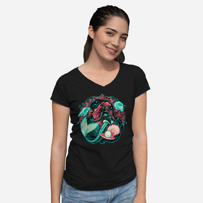 Under The Seas Of Stars-Womens-V-Neck-Tee-glitchygorilla