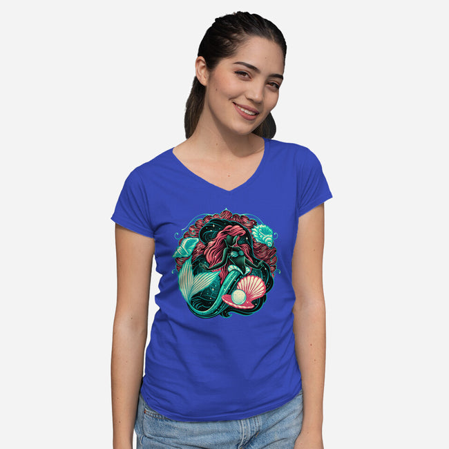 Under The Seas Of Stars-Womens-V-Neck-Tee-glitchygorilla