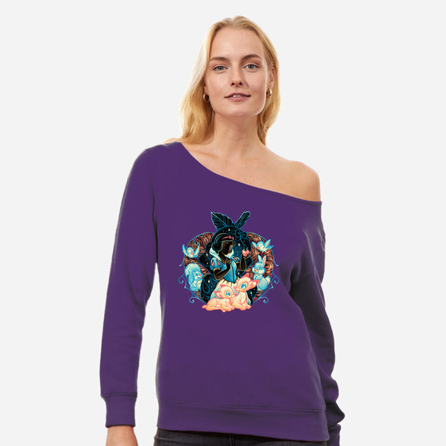 The Fairest In The Night Sky-Womens-Off Shoulder-Sweatshirt-glitchygorilla