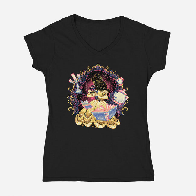 Shining Beauty-Womens-V-Neck-Tee-glitchygorilla