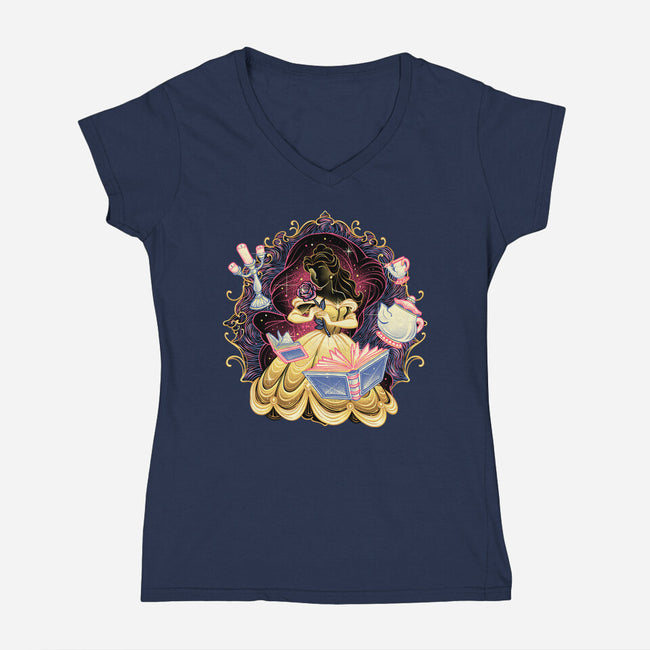 Shining Beauty-Womens-V-Neck-Tee-glitchygorilla