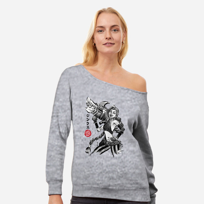 Jinx Sumi-e-Womens-Off Shoulder-Sweatshirt-DrMonekers