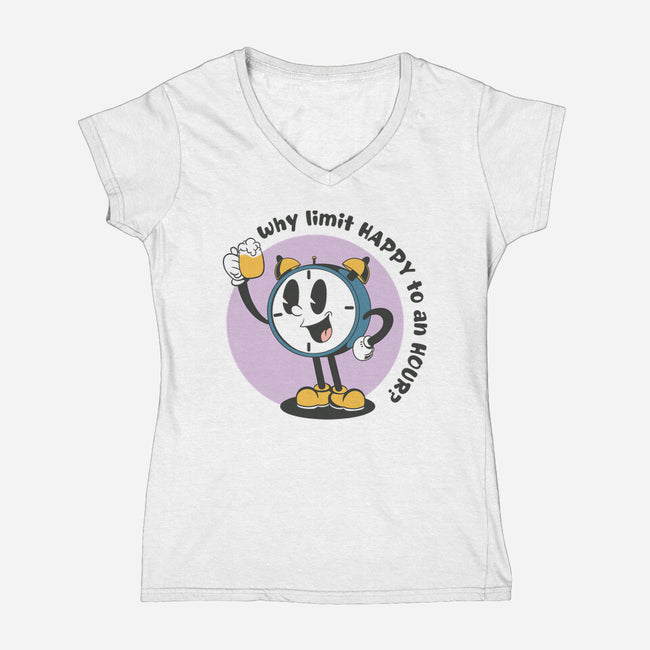 Happy Hour No Limit-Womens-V-Neck-Tee-Claudia