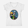 Jack And Sally Old Skool-Womens-V-Neck-Tee-Superblitz