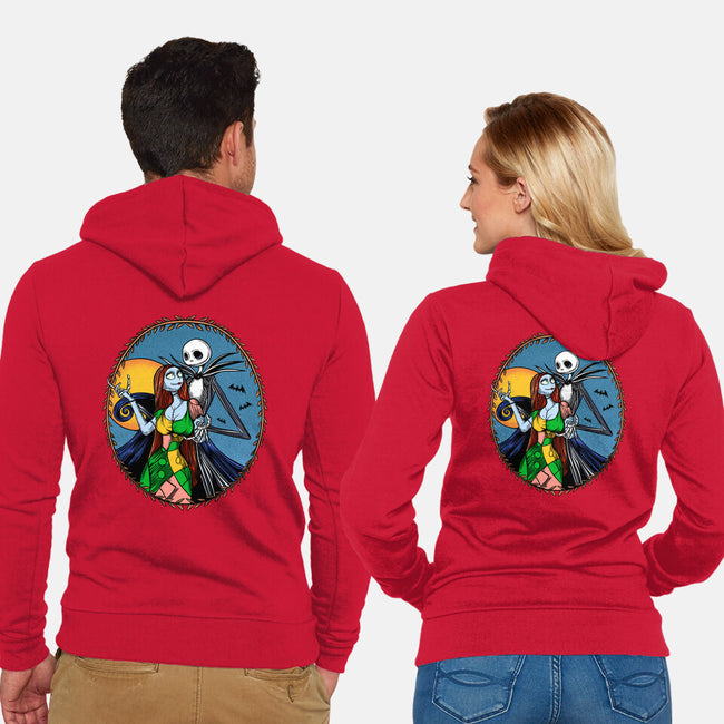 Jack And Sally Old Skool-Unisex-Zip-Up-Sweatshirt-Superblitz