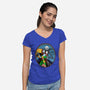 Jack And Sally Old Skool-Womens-V-Neck-Tee-Superblitz