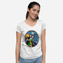 Jack And Sally Old Skool-Womens-V-Neck-Tee-Superblitz