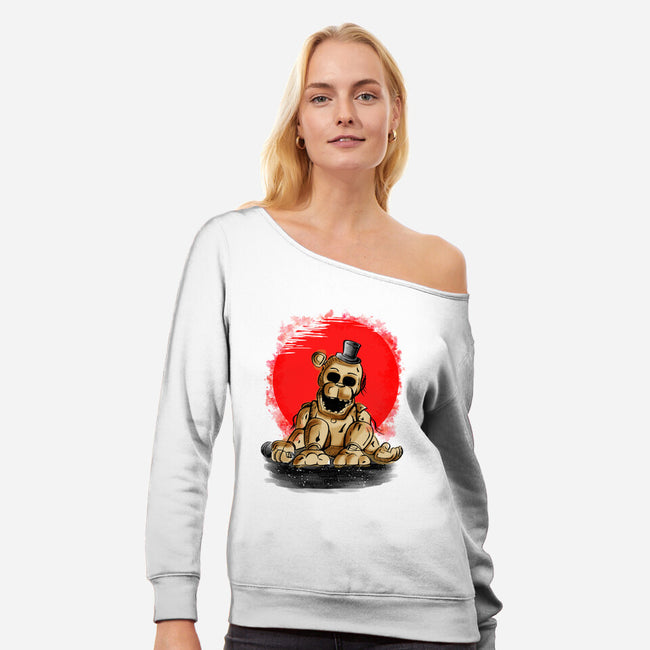 Golden Monster-Womens-Off Shoulder-Sweatshirt-nickzzarto