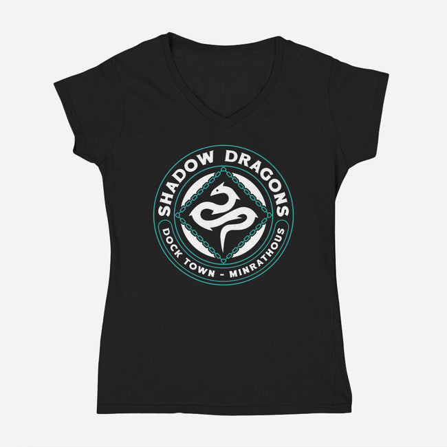 Minrathous Shadow Dragons Emblem-Womens-V-Neck-Tee-LAGELANTEE