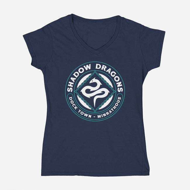 Minrathous Shadow Dragons Emblem-Womens-V-Neck-Tee-LAGELANTEE