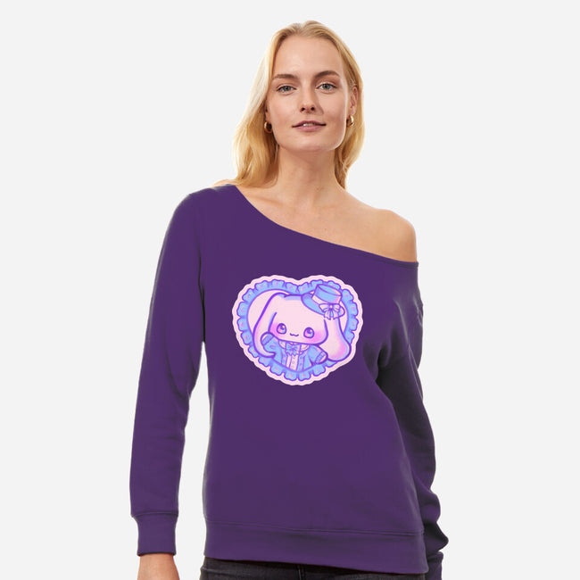 Perrito Blanco Amor-Womens-Off Shoulder-Sweatshirt-Panchi Art