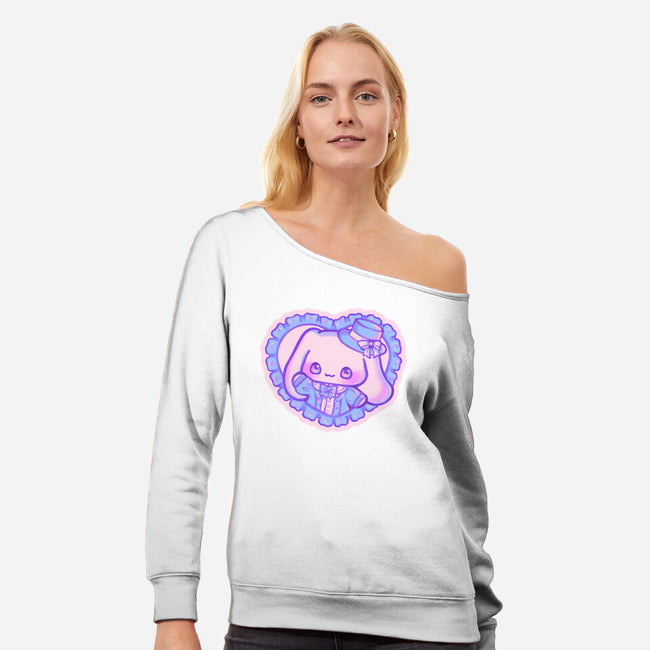 Perrito Blanco Amor-Womens-Off Shoulder-Sweatshirt-Panchi Art