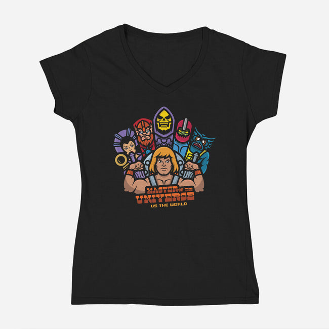 Motu Vs The World-Womens-V-Neck-Tee-jrberger