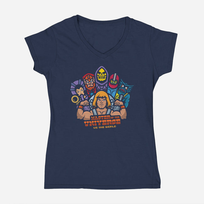 Motu Vs The World-Womens-V-Neck-Tee-jrberger