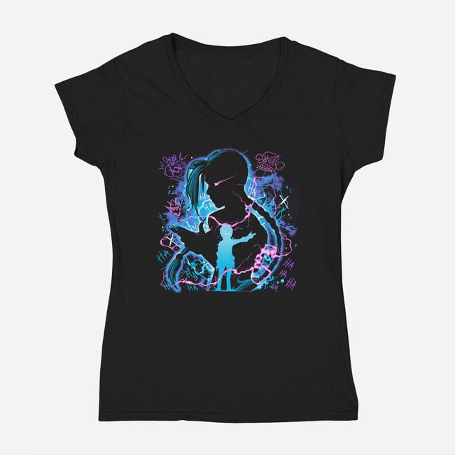 Crazy Girl-Womens-V-Neck-Tee-Vallina84