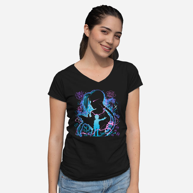 Crazy Girl-Womens-V-Neck-Tee-Vallina84