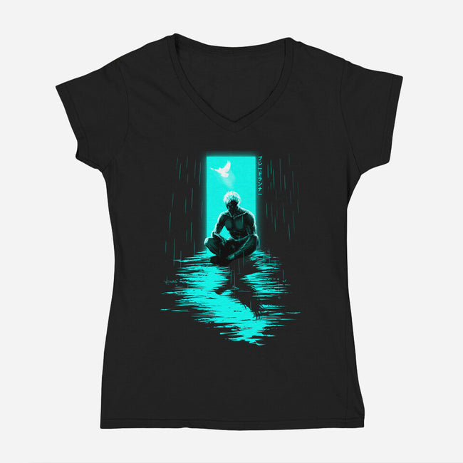 Chasing Shadows In The Rain-Womens-V-Neck-Tee-Ionfox