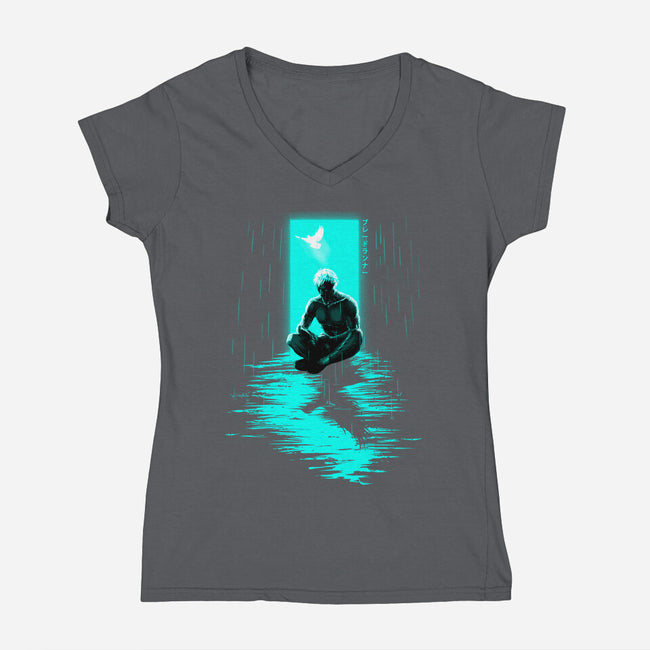 Chasing Shadows In The Rain-Womens-V-Neck-Tee-Ionfox