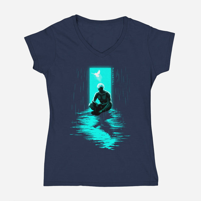 Chasing Shadows In The Rain-Womens-V-Neck-Tee-Ionfox