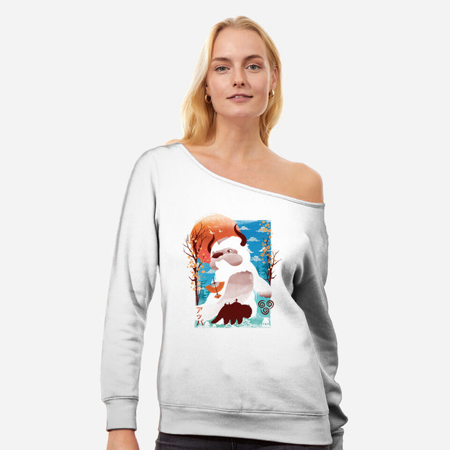 Loyal Sky Bison-Womens-Off Shoulder-Sweatshirt-dandingeroz