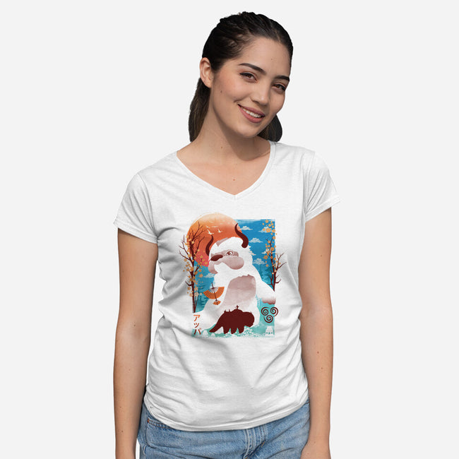 Loyal Sky Bison-Womens-V-Neck-Tee-dandingeroz